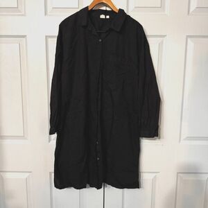 Gap XL Full Button Front Mini Shirt Dress‎ in True Black V2 2023